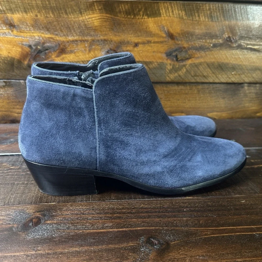 Sam Edelman Paige Rich Navy Suede Ankle Boots Women's 9.5 Med Side Zip Boho